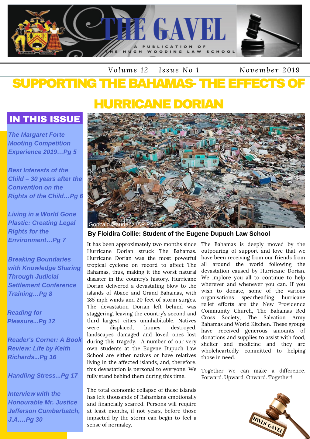 Supporting the Bahamas- the Effects of Hurricane Dorian in This Issue