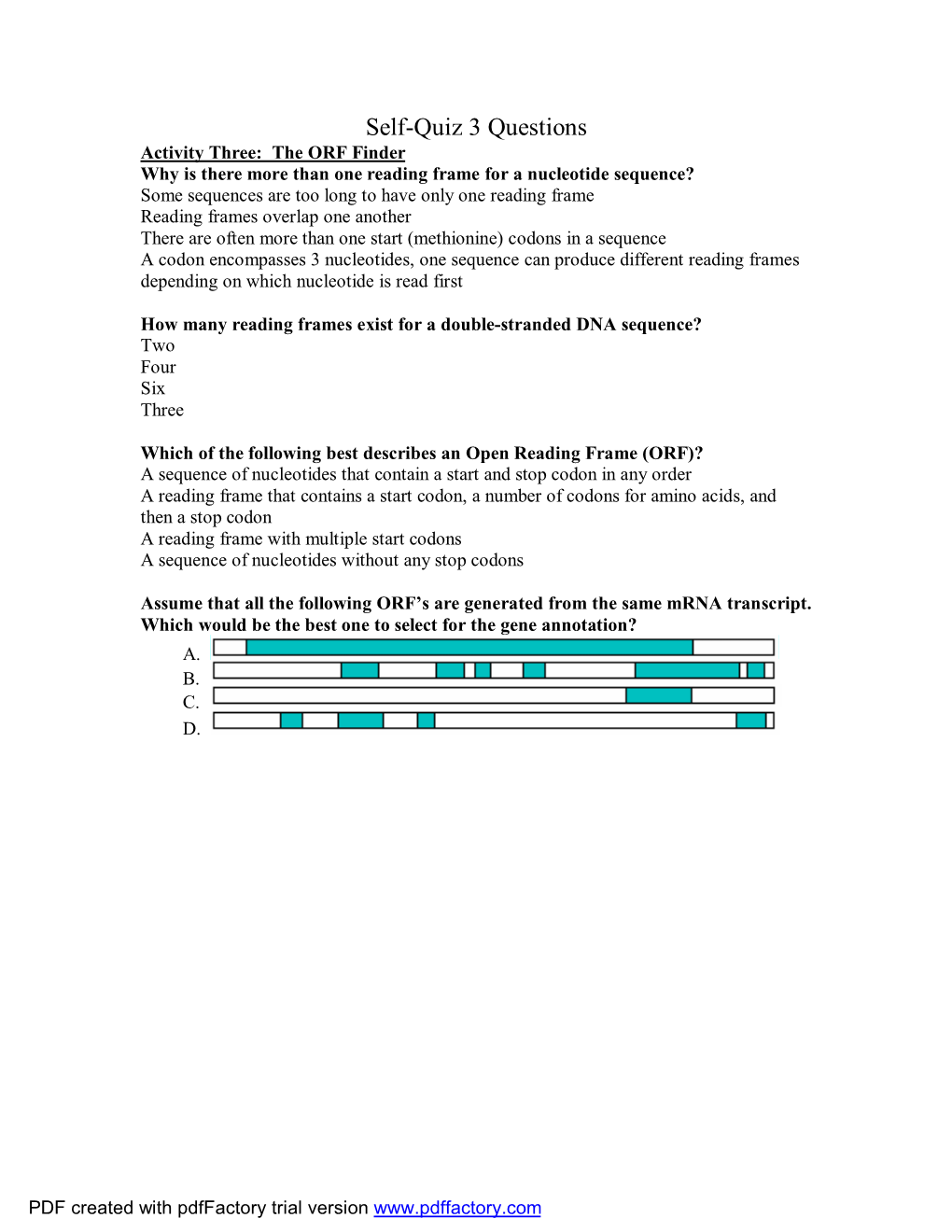 Self-Quiz 3 Questions