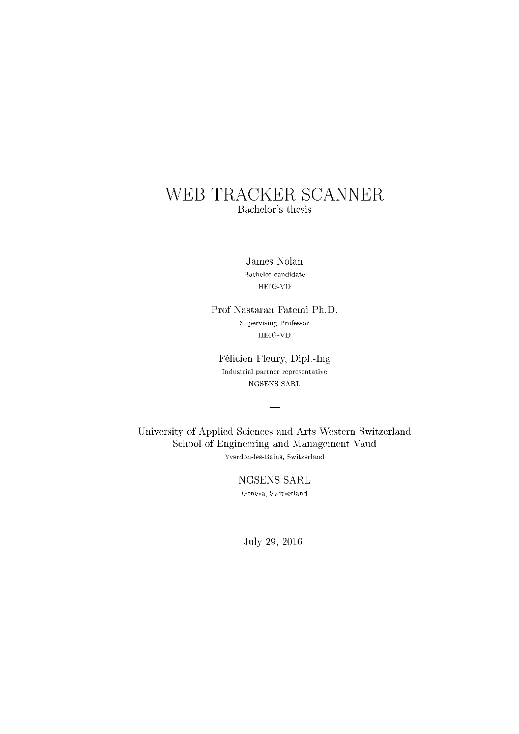 WEB TRACKER SCANNER Bachelor's Thesis