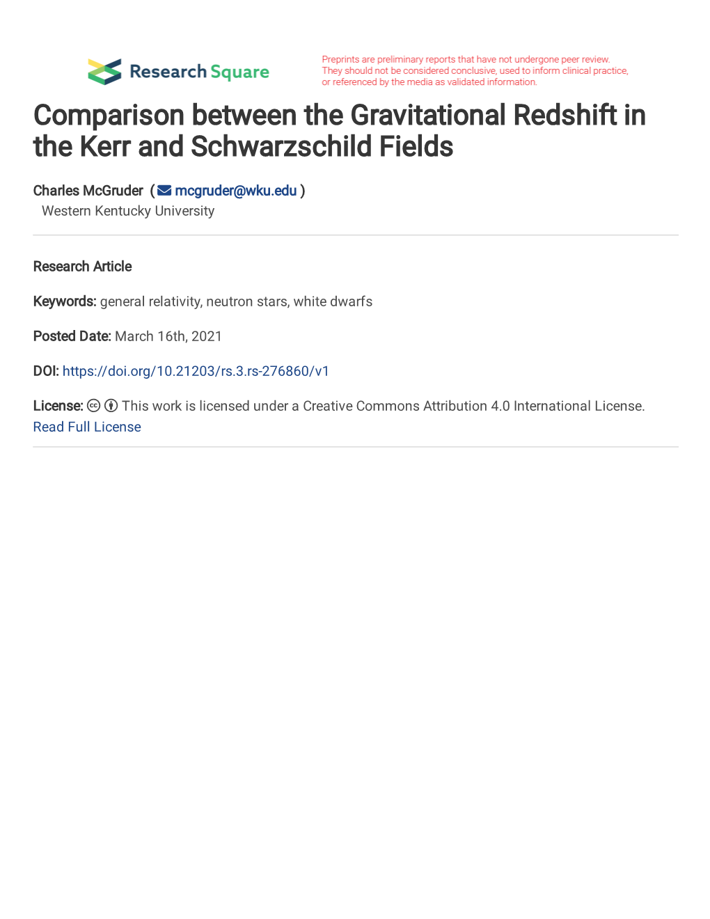 Comparison Between the Gravitational Redshift in the Kerr and Schwarzschild Fields