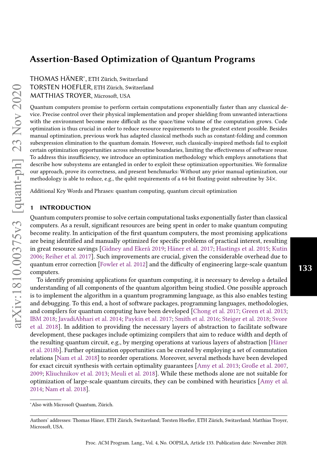 Assertion-Based Optimization of Quantum Programs