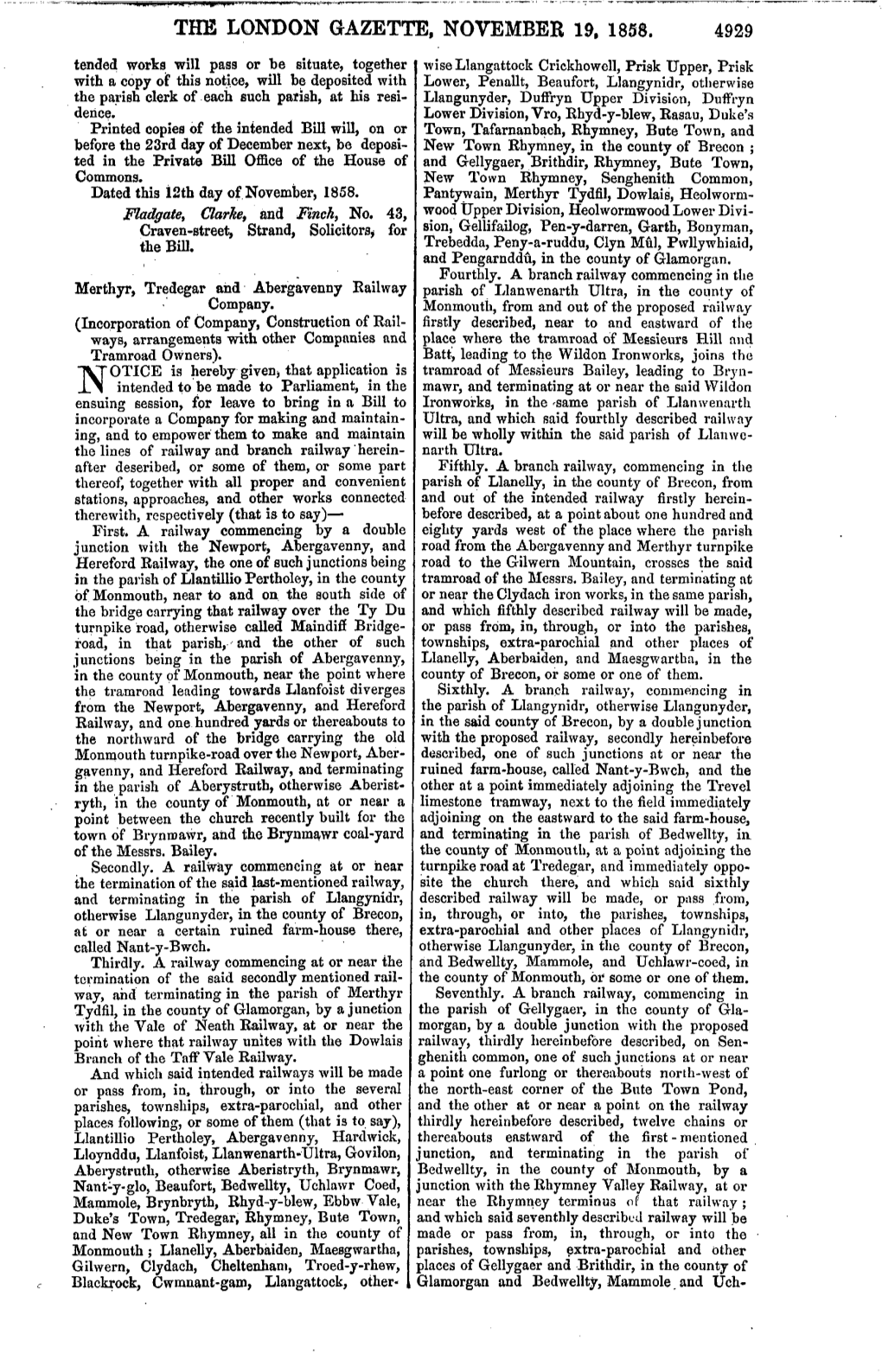 The London Gazette, November 19, 1858