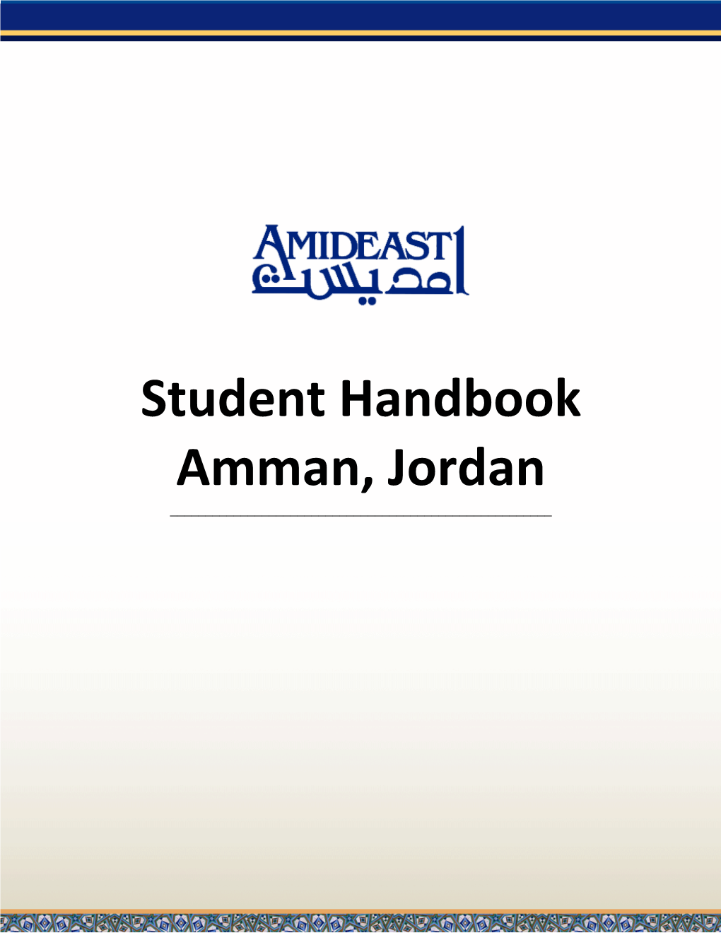 Student Handbook Amman, Jordan ______