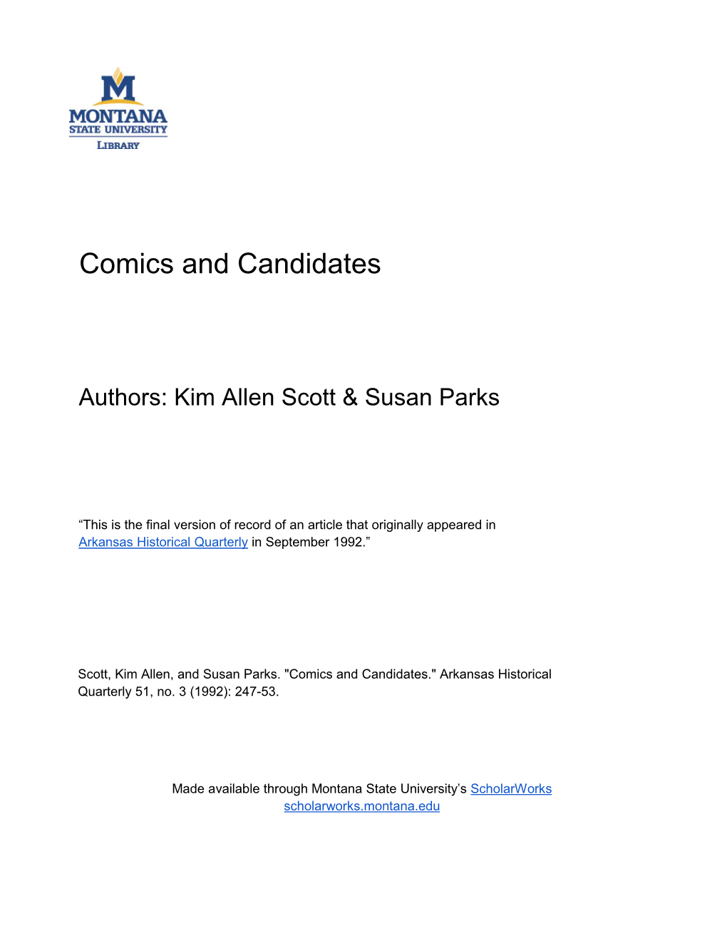 Comics and Candidates