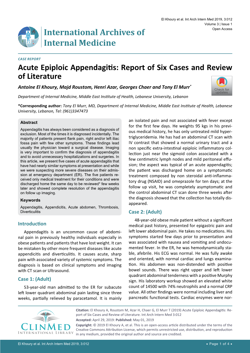 Acute Epiploic Appendagitis: Report of Six Cases and Review of Literature
