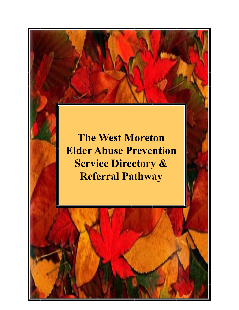 West Moreton Elder Abuse Prevention Service Directory and Referral Pathway Was Funded by the Department of Communities Building Links Funding Initiative