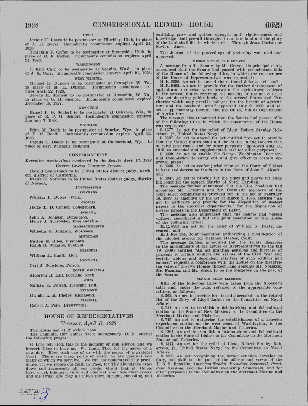 1928 Congressional Record-House 6629