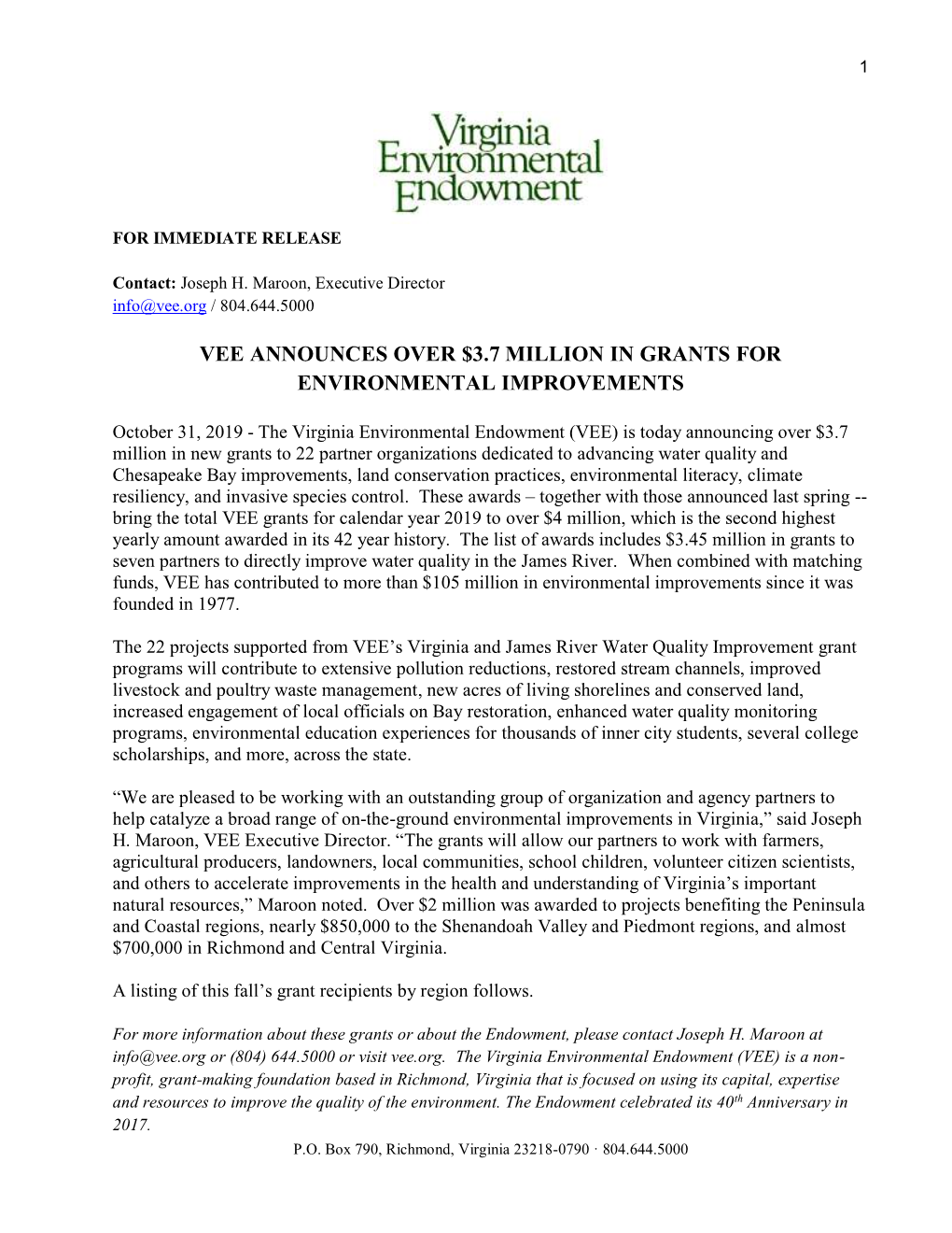 VEE Grantees Press Release May 2014.Docx