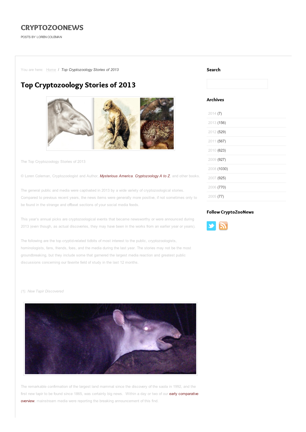 CRYPTOZOONEWS Top Cryptozoology Stories of 2013