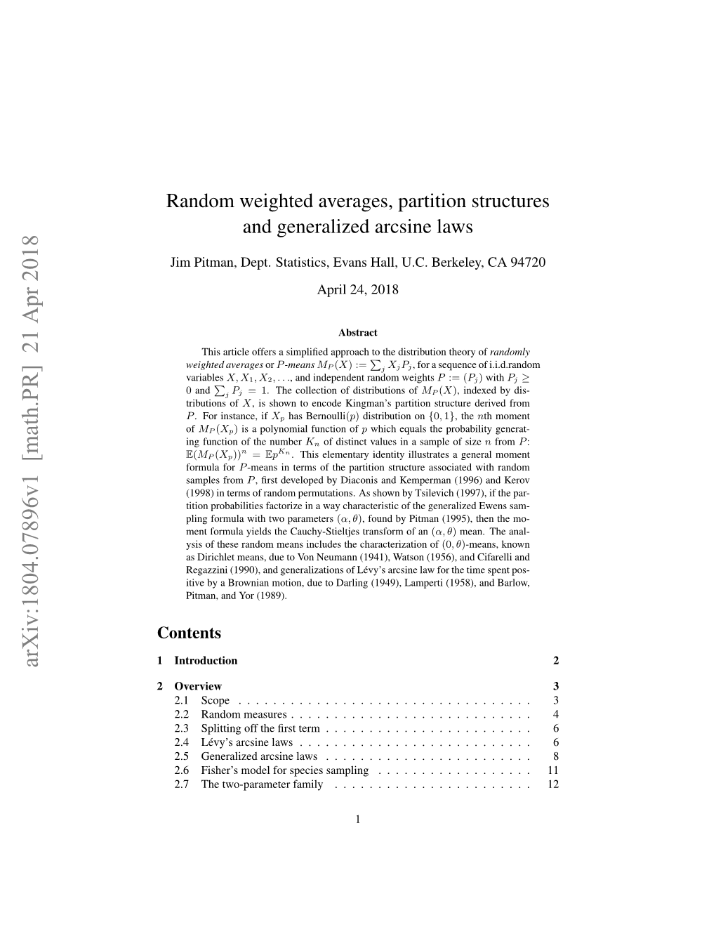 Random Weighted Averages, Partition Structures and Generalized Arcsine Laws