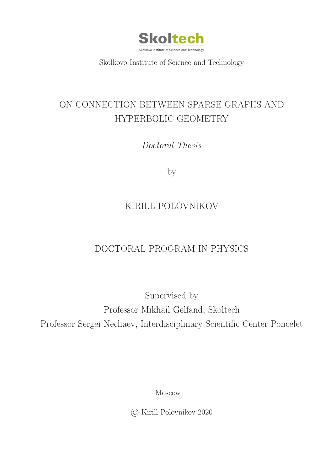 On Connection Between Sparse Graphs and Hyperbolic Geometry