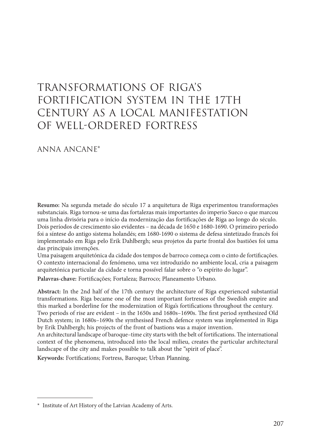 Transformations of Riga's Fortification System in The
