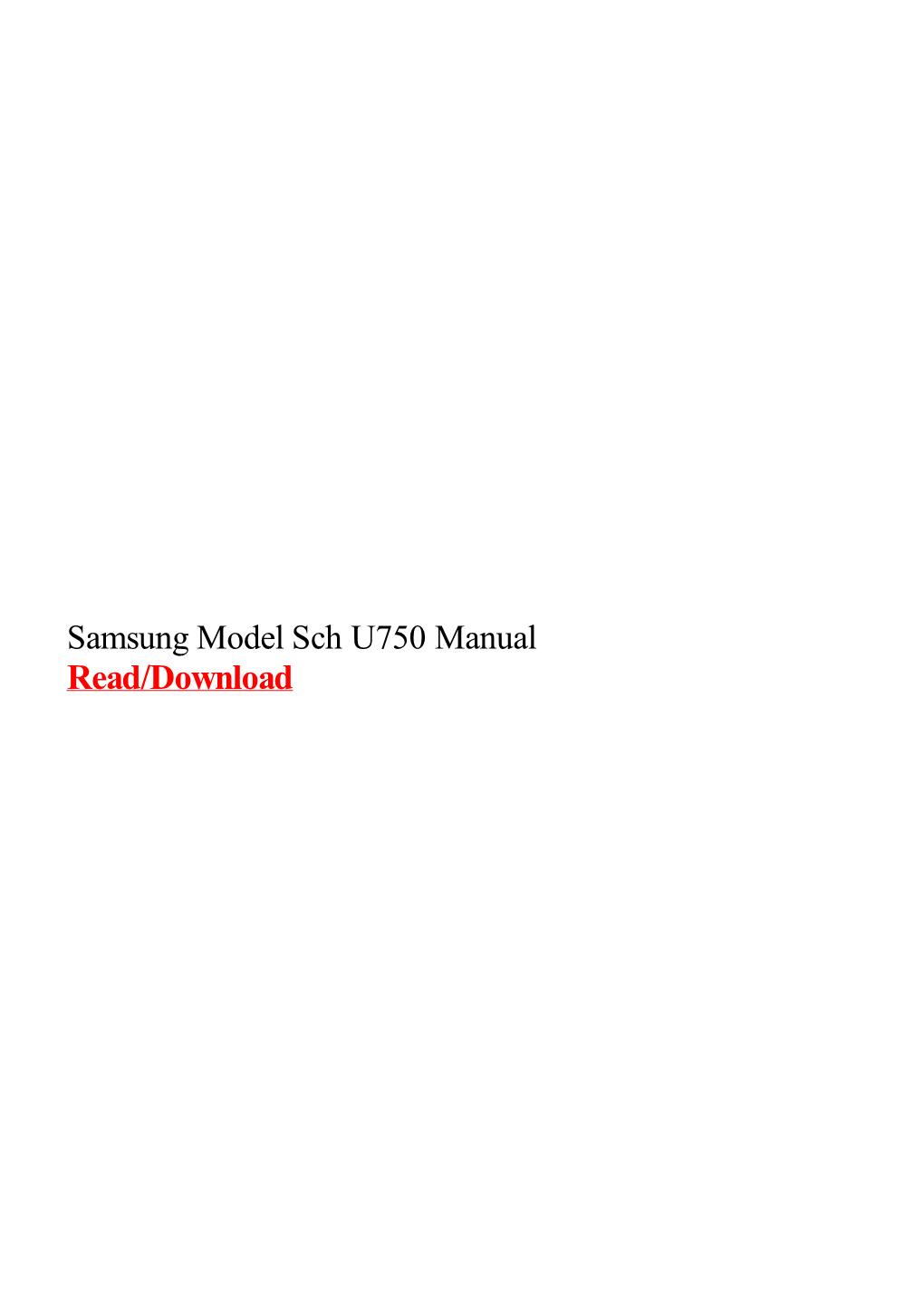 Samsung Model Sch U750 Manual