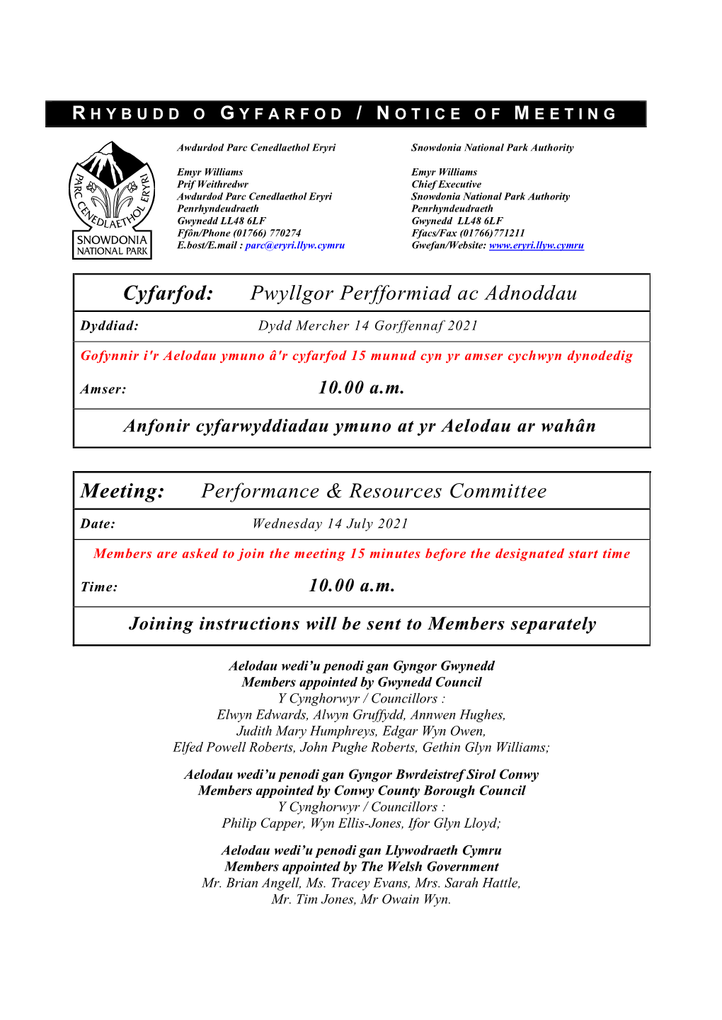 Performance & Resources 14Th July 2021