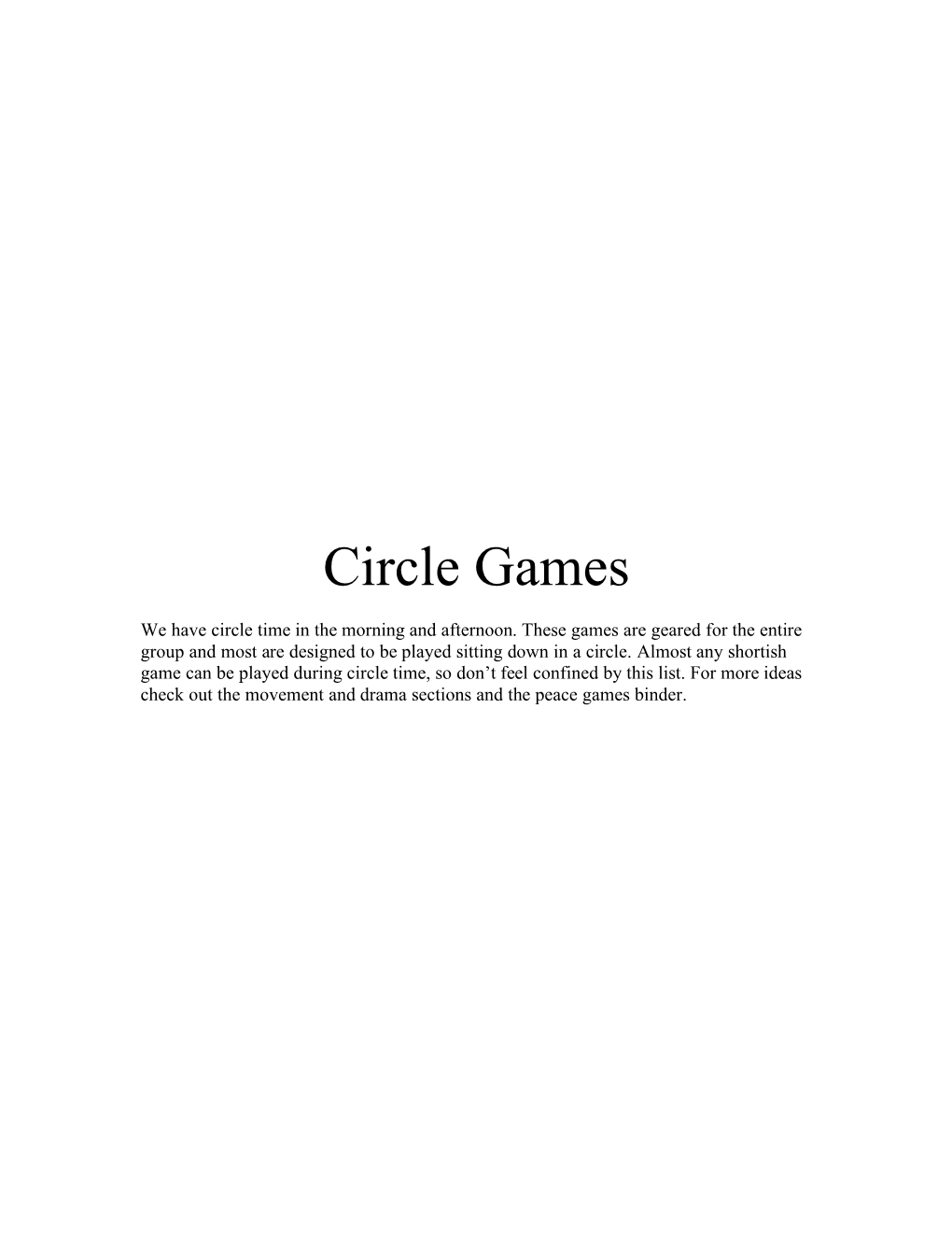 Circle Games