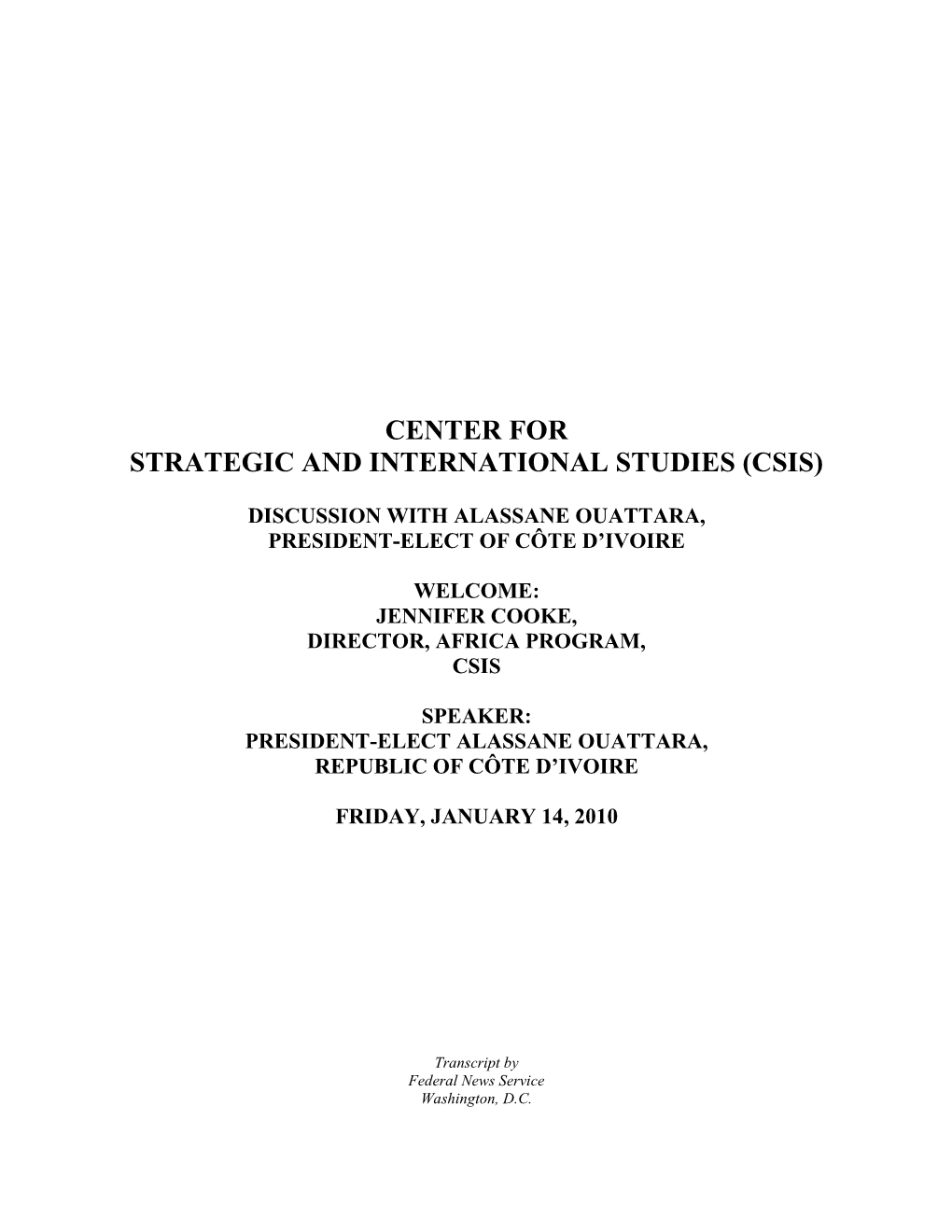 Alassane Ouattara Discussion Transcript