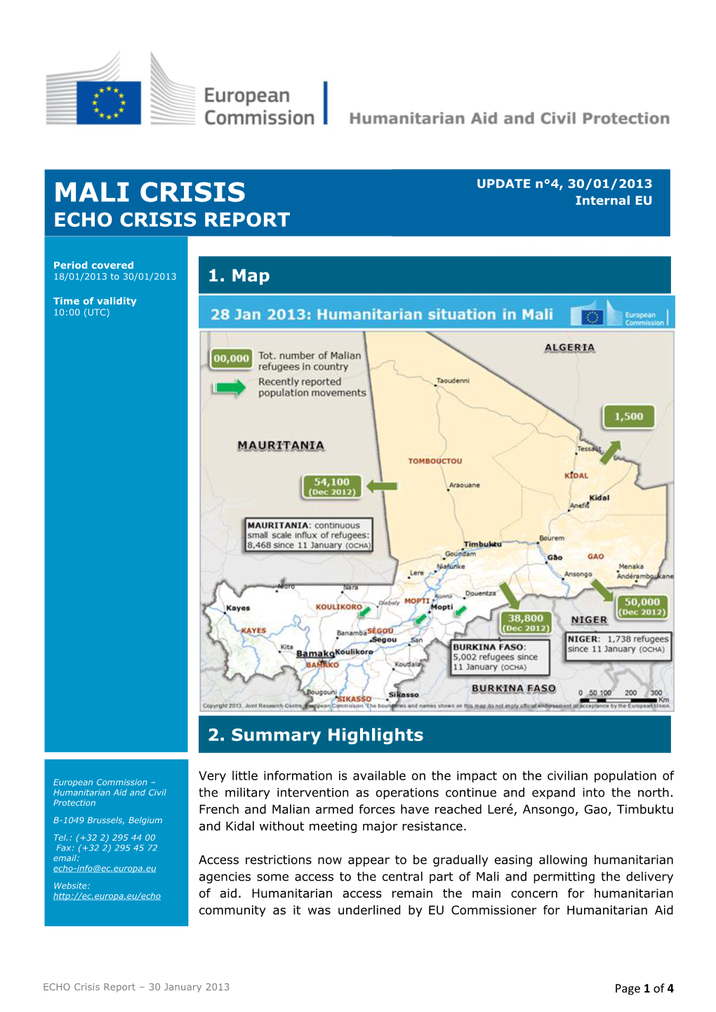 MALI CRISIS Internal EU ECHO CRISIS REPORT