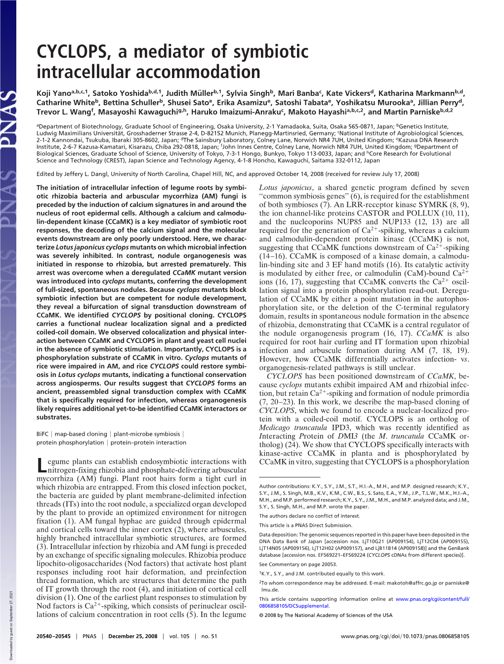 CYCLOPS, a Mediator of Symbiotic Intracellular Accommodation