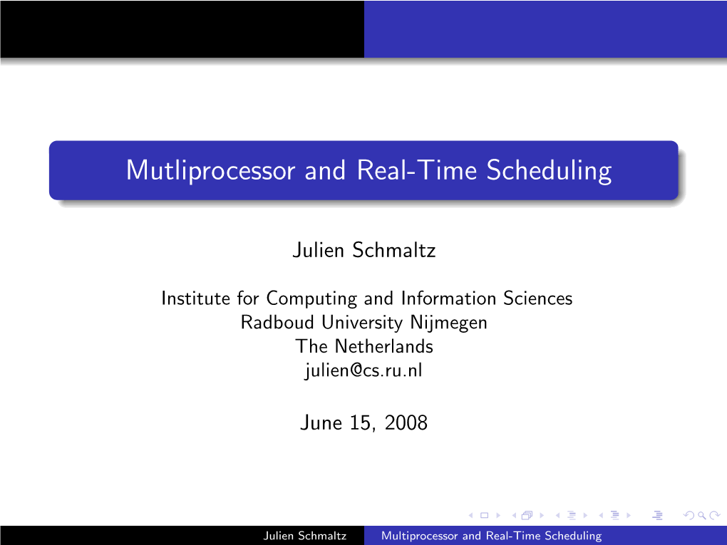 Mutliprocessor and Real-Time Scheduling
