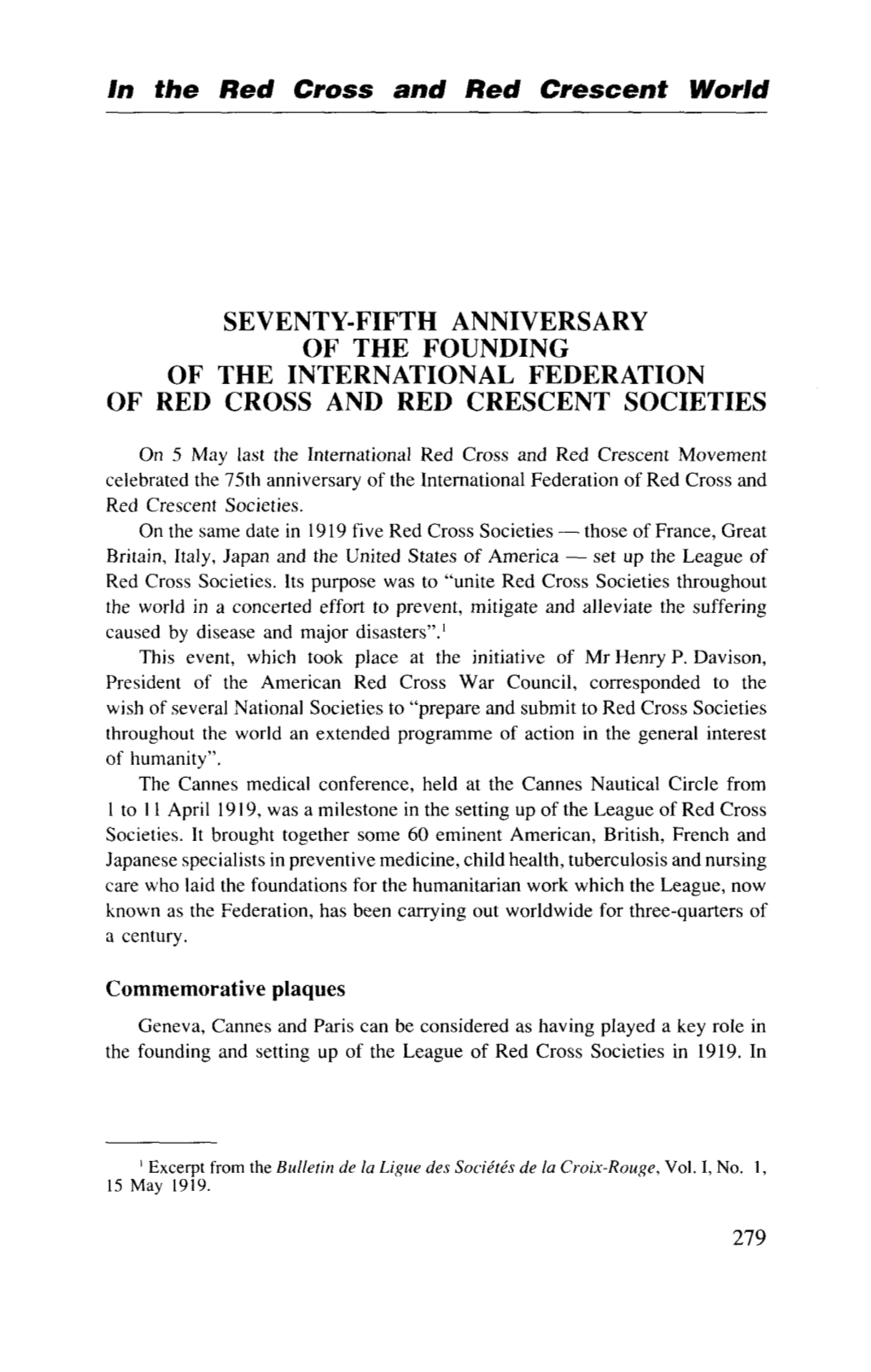 In the Red Cross and Red Crescent World SEVENTY-FIFTH