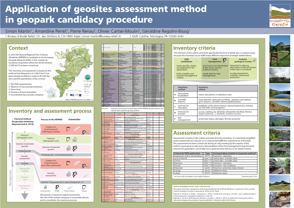 Application of Geosites Assessment Method in Geopark Candidacy