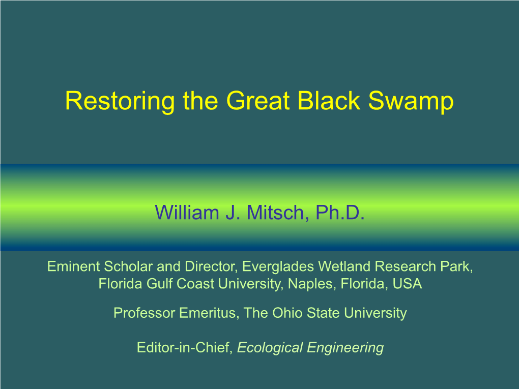 Restoring the Great Black Swamp