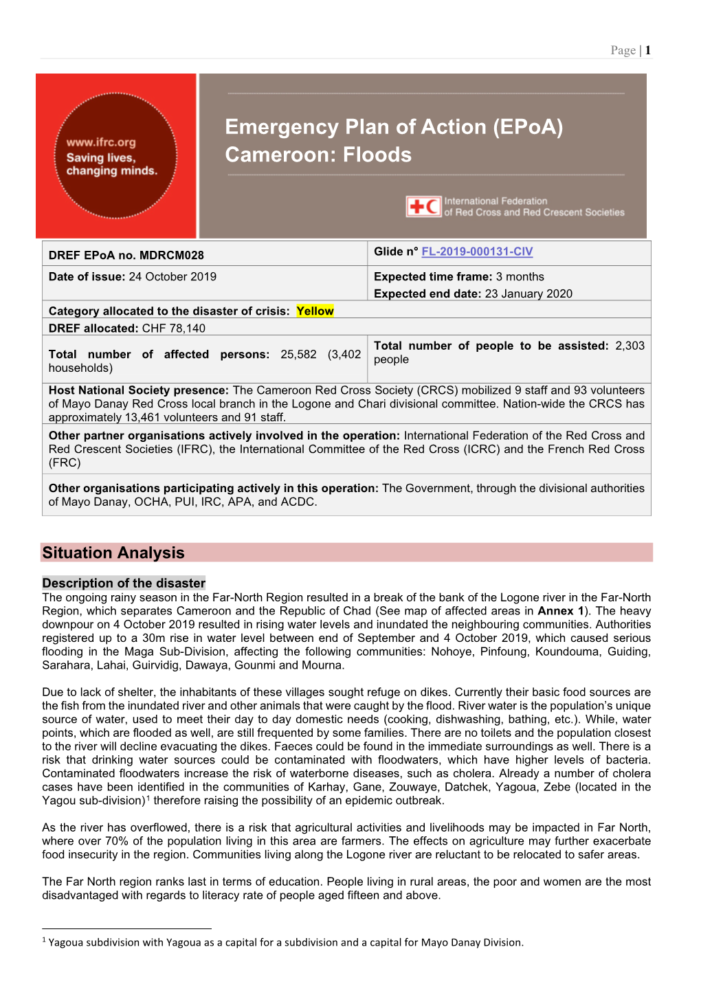 Emergency Plan of Action (Epoa) Cameroon: Floods