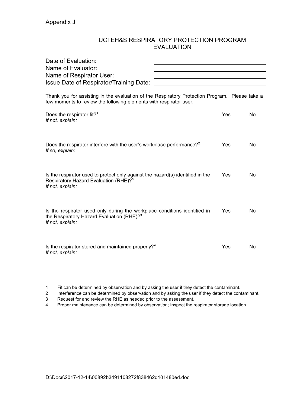 Respiratory Protection Program Evaluation