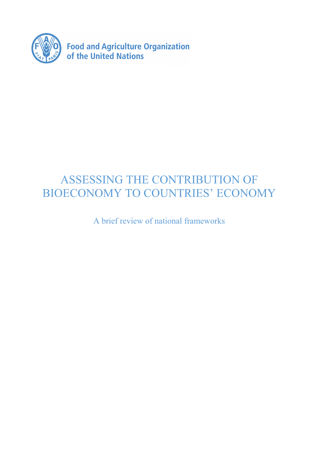 Assessing the Contribution of Bioeconomy to Countries' Economy