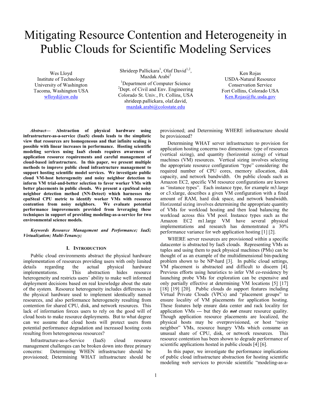 Mitigating Resource Contention and Heterogeneity in Public Clouds for Scientific Modeling Services