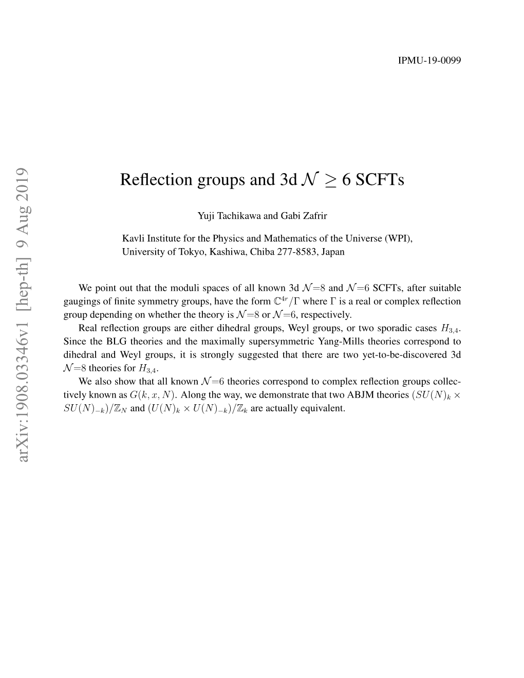 Reflection Groups and 3D $\Mathcal {N}\Ge $6 Scfts