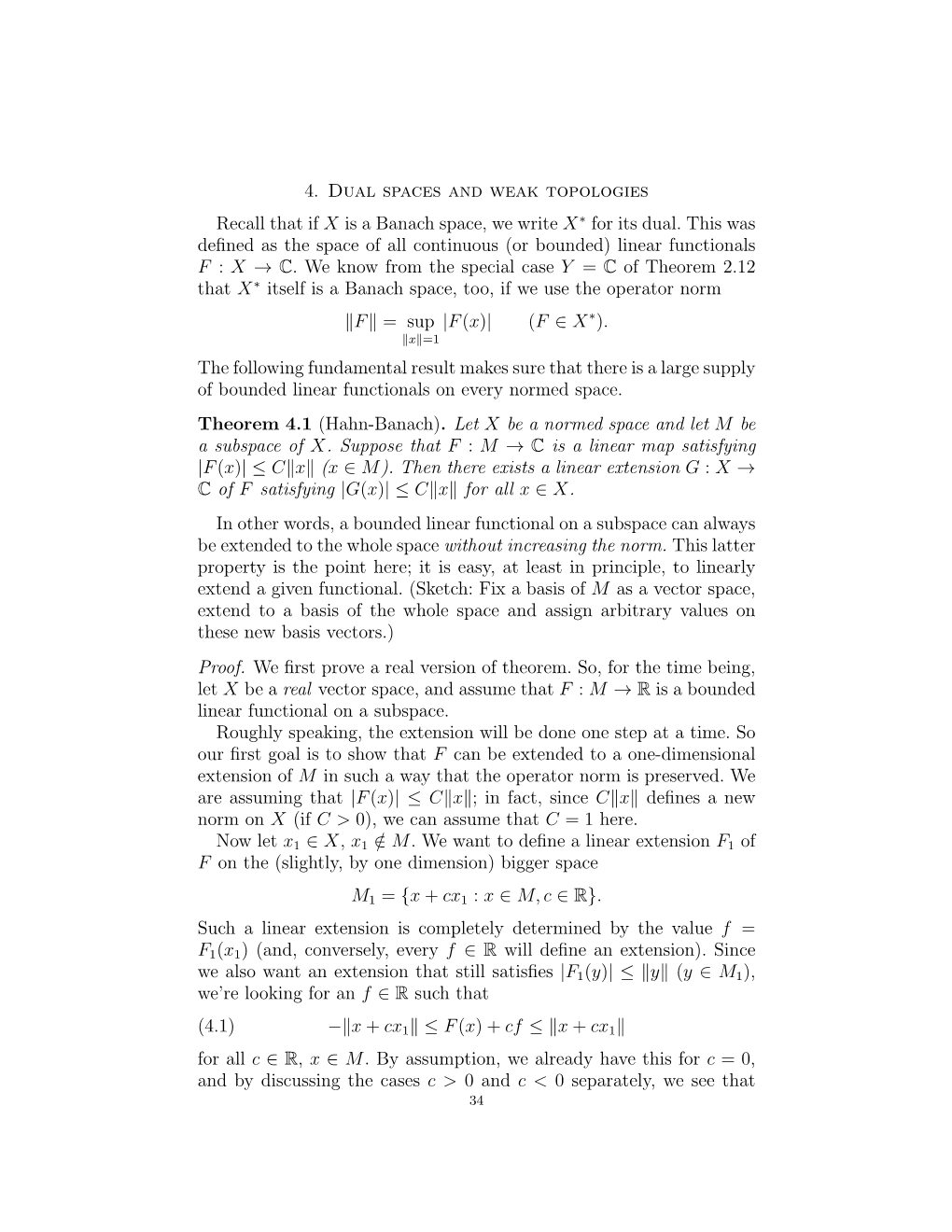 4. Dual Spaces and Weak Topologies Recall That If X Is a Banach Space, We Write X∗ for Its Dual