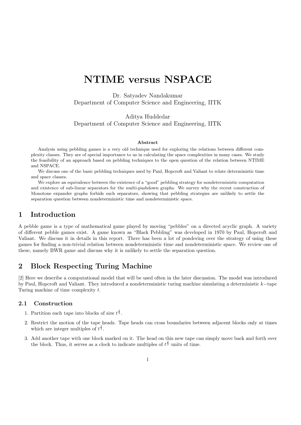 NTIME Versus NSPACE