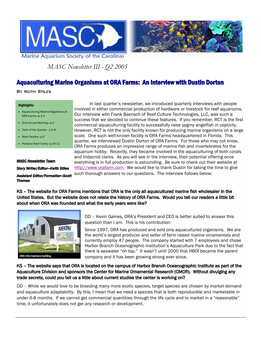 MASC Newsletter III - Q2 2005