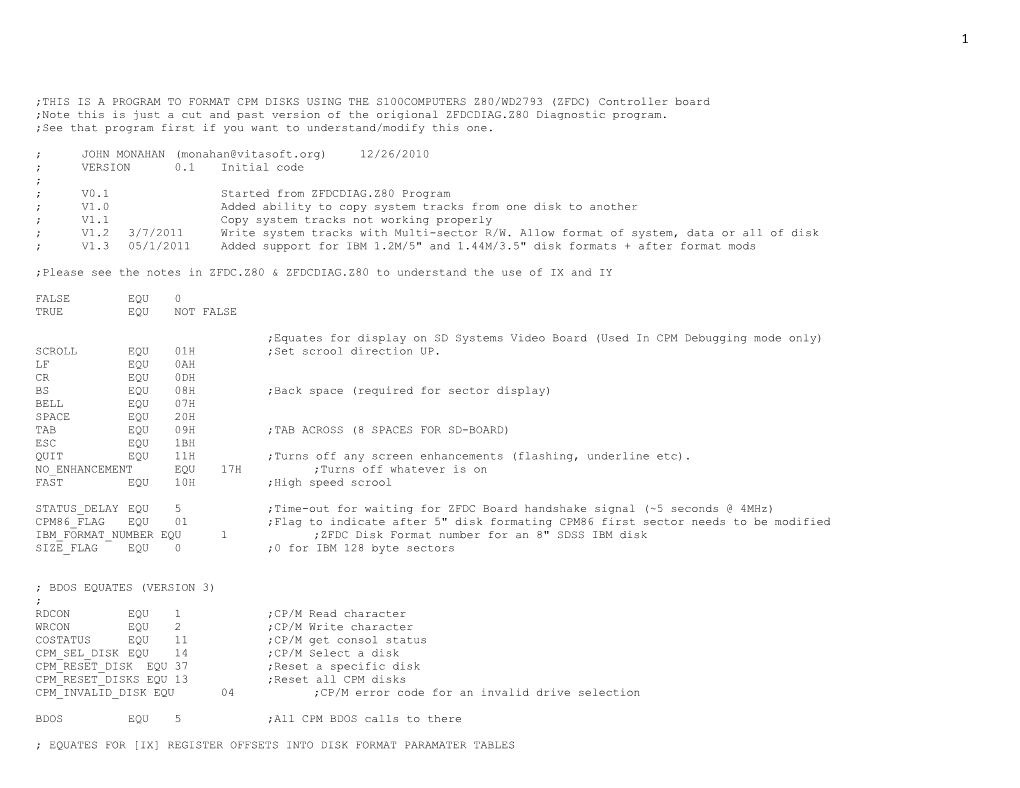 This Is a Program to Format Cpm Disks Using The