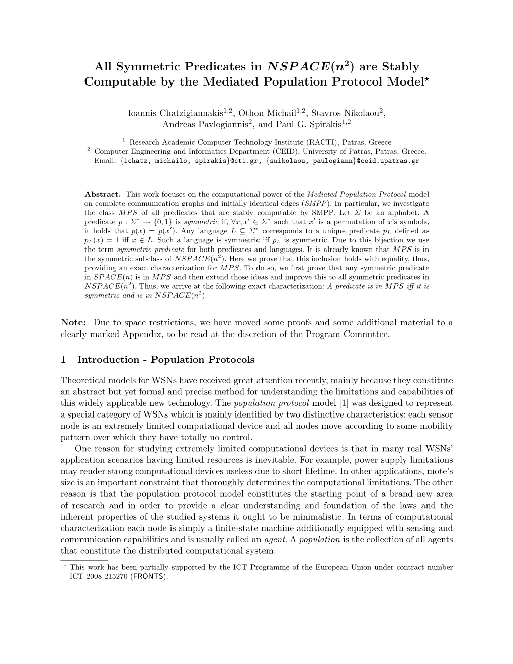 All Symmetric Predicates in NSPACE(N 2)