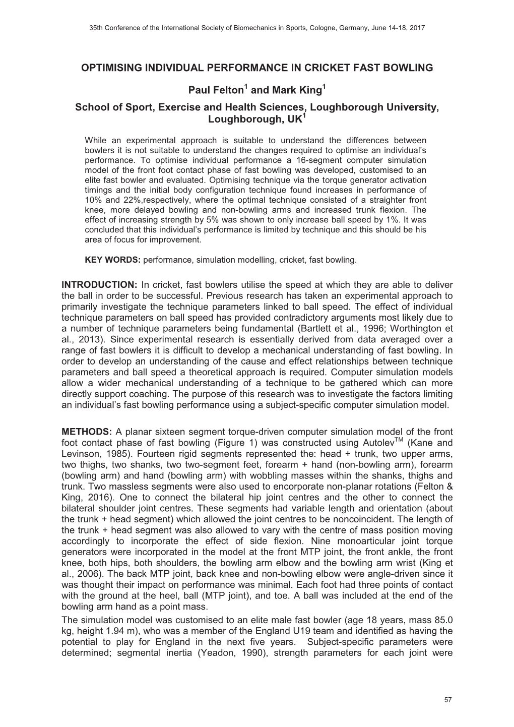 Optimising Individual Performance in Cricket Fast Bowling