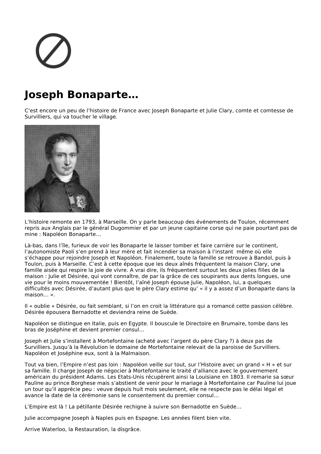 Joseph Bonaparte…