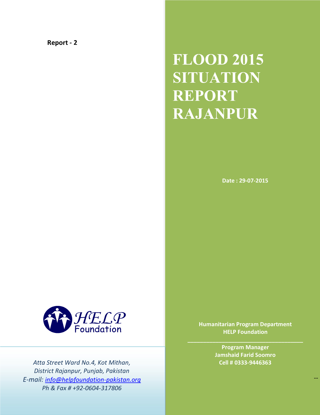 Flood 2015 Situation Report Rajanpur