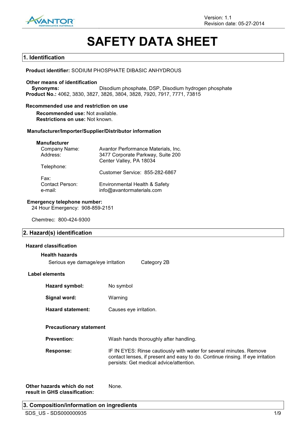 Material Safety Data Sheet (Msds/Sds) Was Prepared by Technical Personnel Based on Data That They Believe in Their Good Faith Judgment Is Accurate