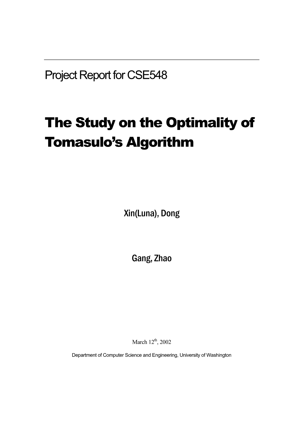 The Study on the Optimality of Tomasulo's Algorithm