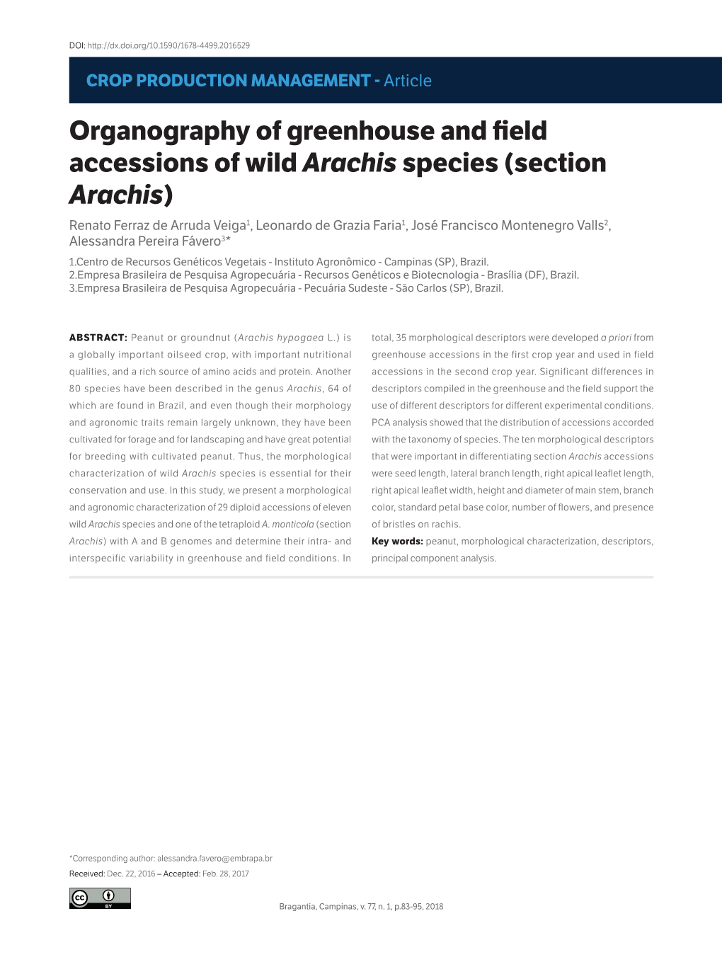 Organography of Greenhouse and Field Accessions of Wild Arachis