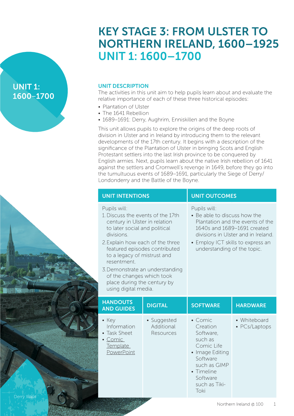 Key Stage 3: from Ulster to Northern Ireland, 1600–1925 Unit 1: 1600–1700