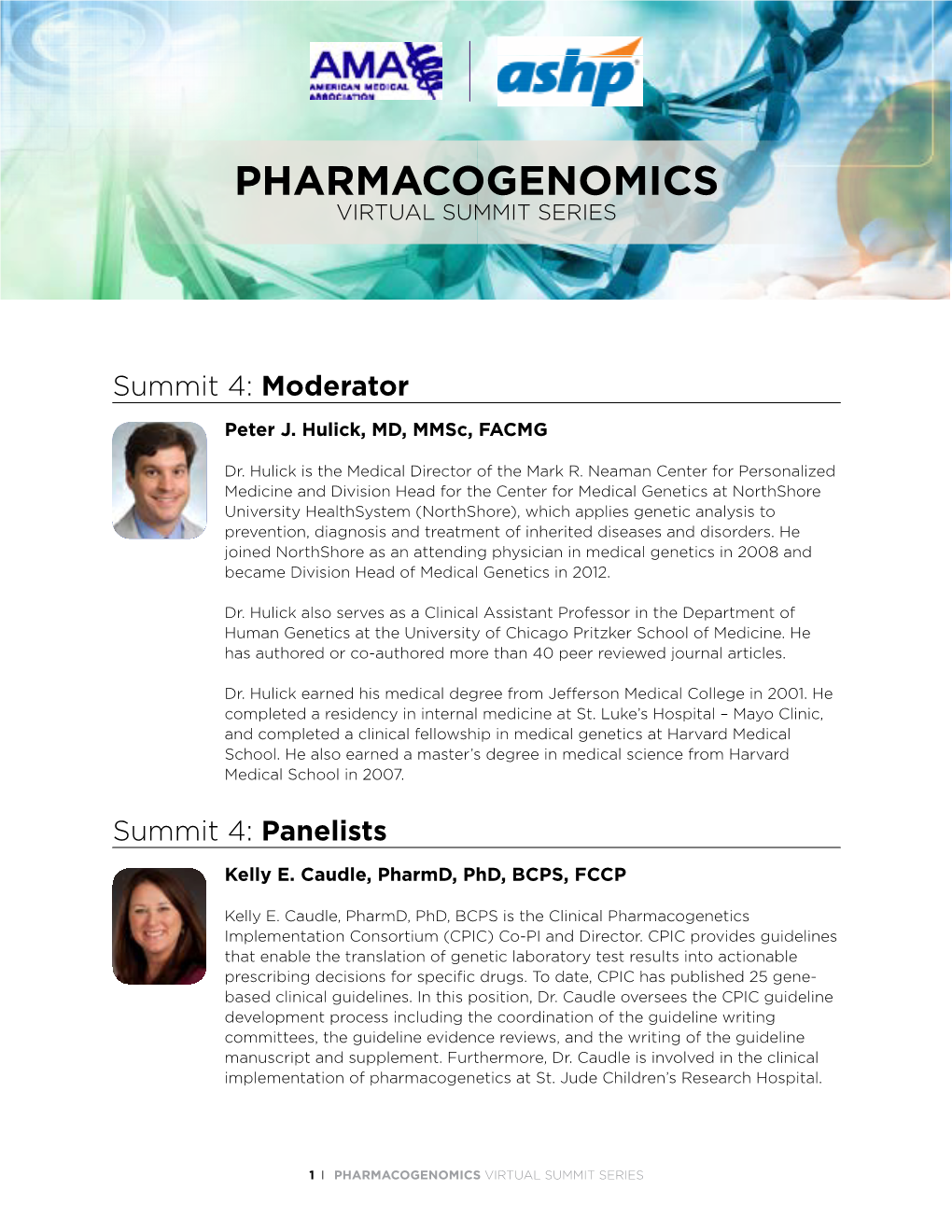 Pharmacogenomics Virtual Summit 4 Speakers' Bios