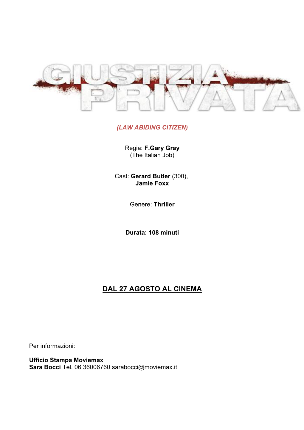 Dal 27 Agosto Al Cinema