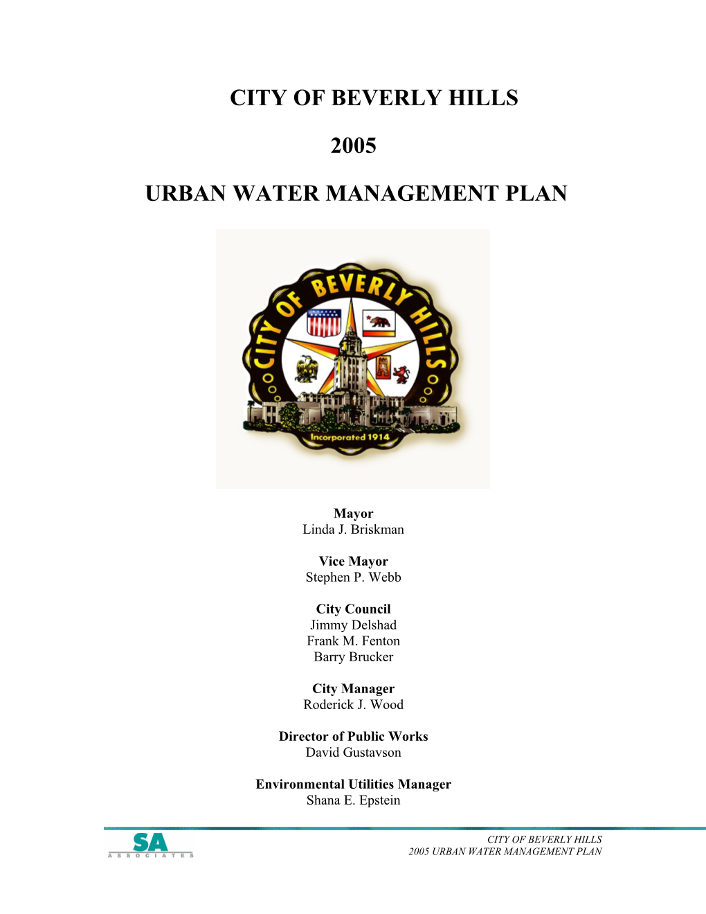 Urban Water Management Plan