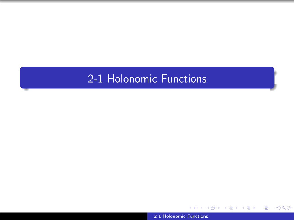 2-1 Holonomic Functions