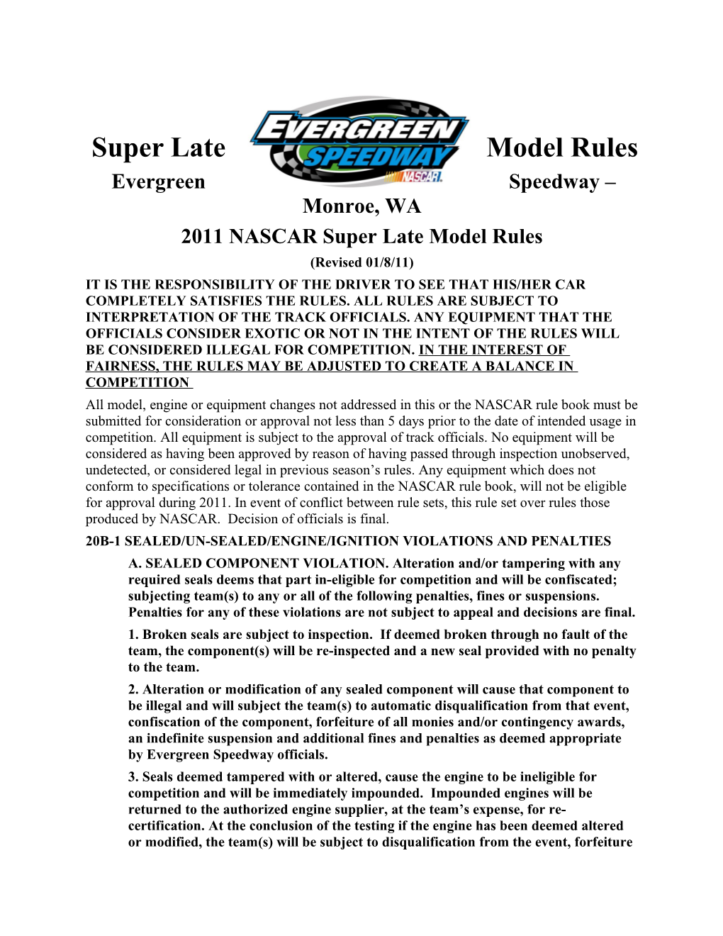 Super Late Model Rules