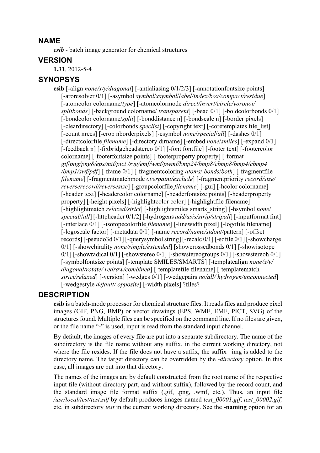 Name Version Synopsys Description