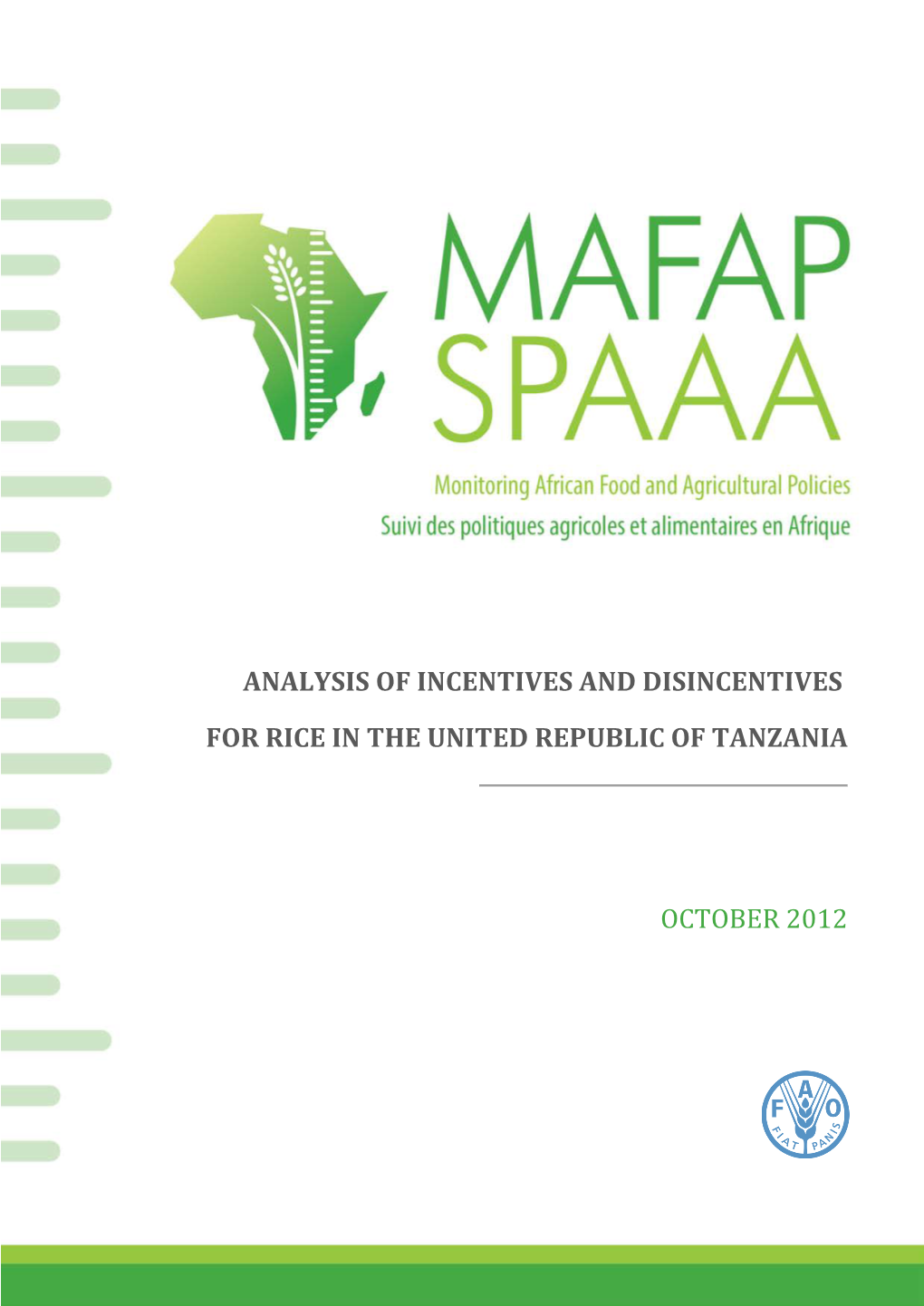 Analysis of Incentives and Disincentives for Rice in the United Republic of Tanzania